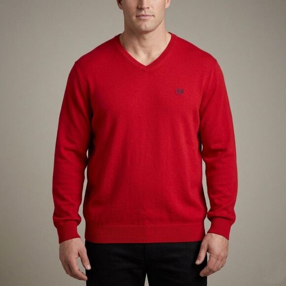 Chaps Other - Chaps Sweater Mens XXL Red Cotton Cashmere Knit V-Neck